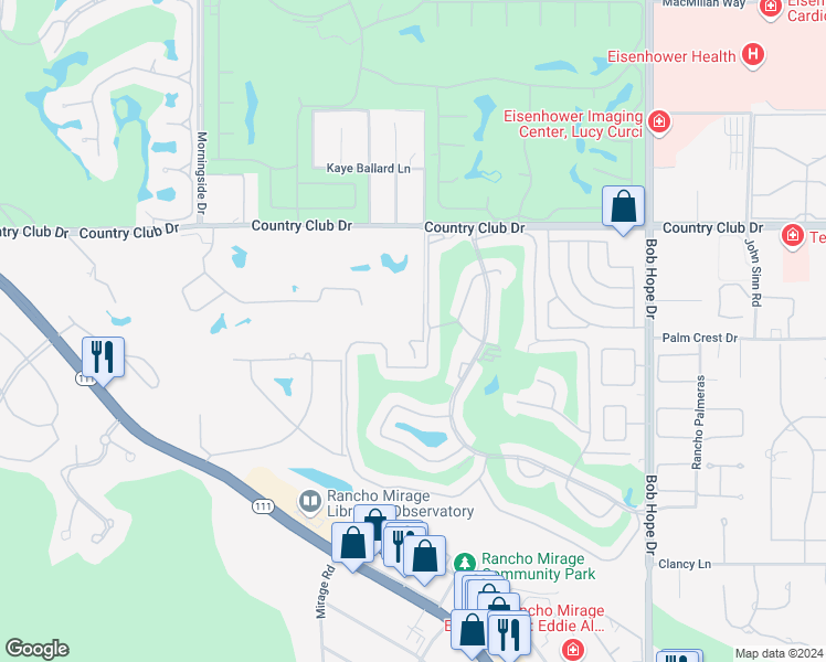 map of restaurants, bars, coffee shops, grocery stores, and more near 40471 Sand Dune Road in Rancho Mirage