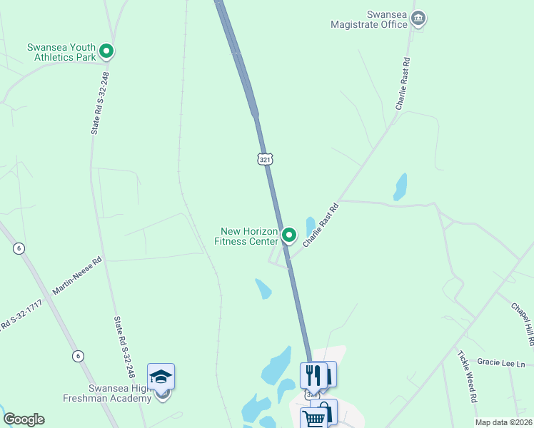 map of restaurants, bars, coffee shops, grocery stores, and more near 1740 Southbound Road in Swansea