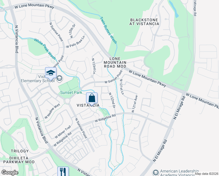 map of restaurants, bars, coffee shops, grocery stores, and more near 29991 North 122nd Drive in Peoria
