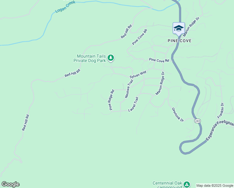 map of restaurants, bars, coffee shops, grocery stores, and more near 52537 Pine Ridge Road in Idyllwild-Pine Cove