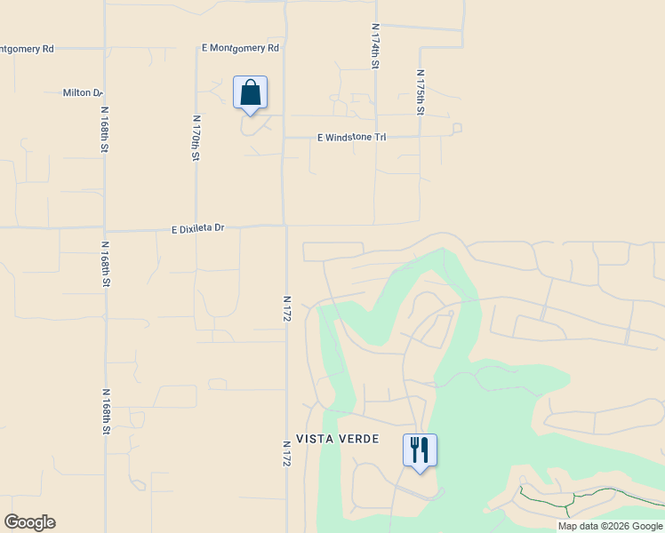 map of restaurants, bars, coffee shops, grocery stores, and more near 17315 East Fort Verde Road in Rio Verde