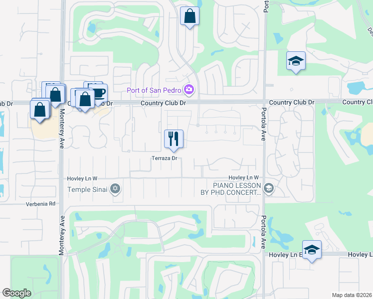 map of restaurants, bars, coffee shops, grocery stores, and more near 4553 Via Amalfi in Palm Desert