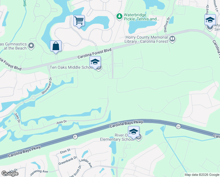 map of restaurants, bars, coffee shops, grocery stores, and more near 8560 Juxa Drive in Myrtle Beach