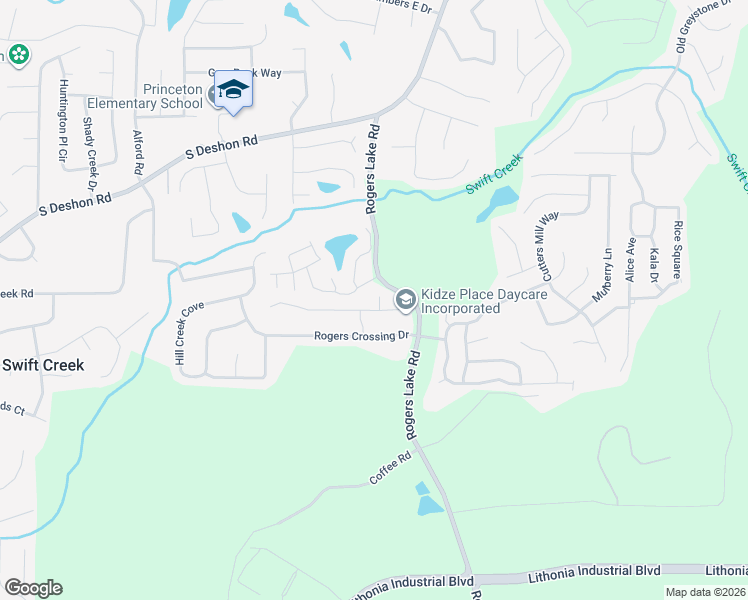 map of restaurants, bars, coffee shops, grocery stores, and more near 1419 Spring Hill Run in Lithonia