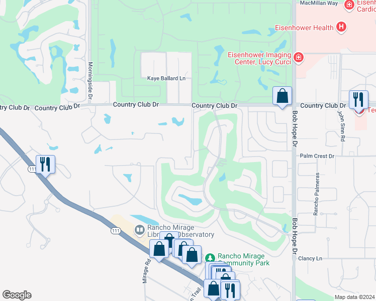 map of restaurants, bars, coffee shops, grocery stores, and more near 40471 Sand Dune Road in Rancho Mirage