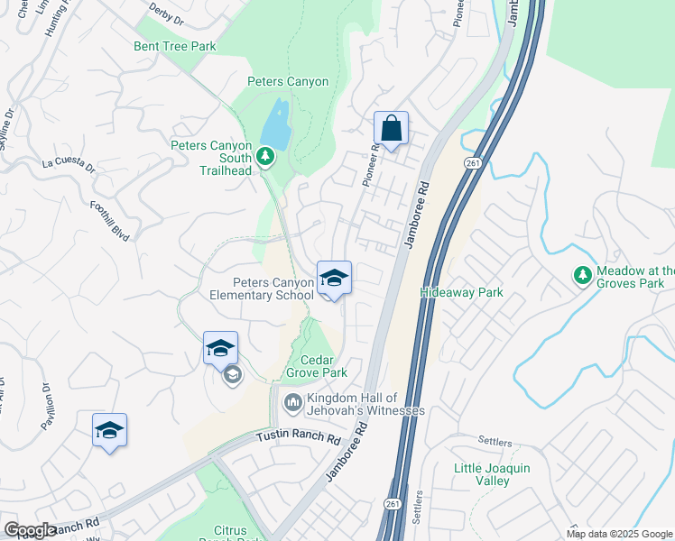 map of restaurants, bars, coffee shops, grocery stores, and more near 11110 Hiskey Lane in Tustin
