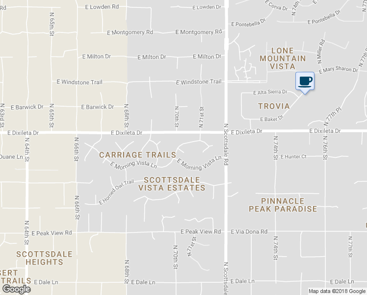 map of restaurants, bars, coffee shops, grocery stores, and more near 29645 North 70th Street in Scottsdale