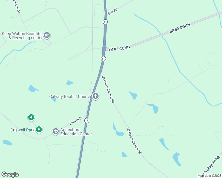 map of restaurants, bars, coffee shops, grocery stores, and more near 1280 Mount Paran Church Road in Monroe