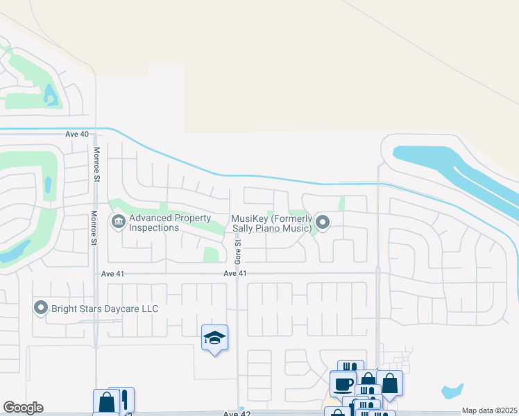 map of restaurants, bars, coffee shops, grocery stores, and more near 82579 Grass Flat Lane in Indio