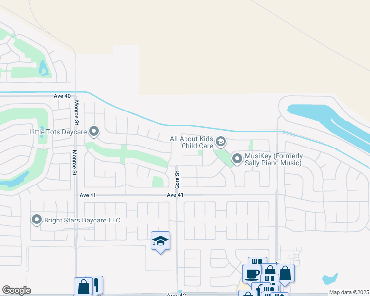map of restaurants, bars, coffee shops, grocery stores, and more near 82543 Grass Flat Lane in Indio