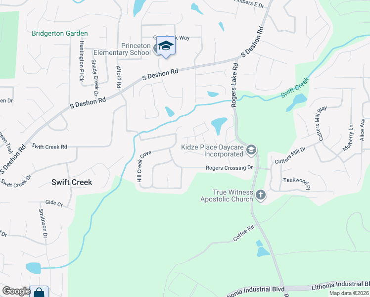 map of restaurants, bars, coffee shops, grocery stores, and more near 1668 Spring Hill Cove in Lithonia