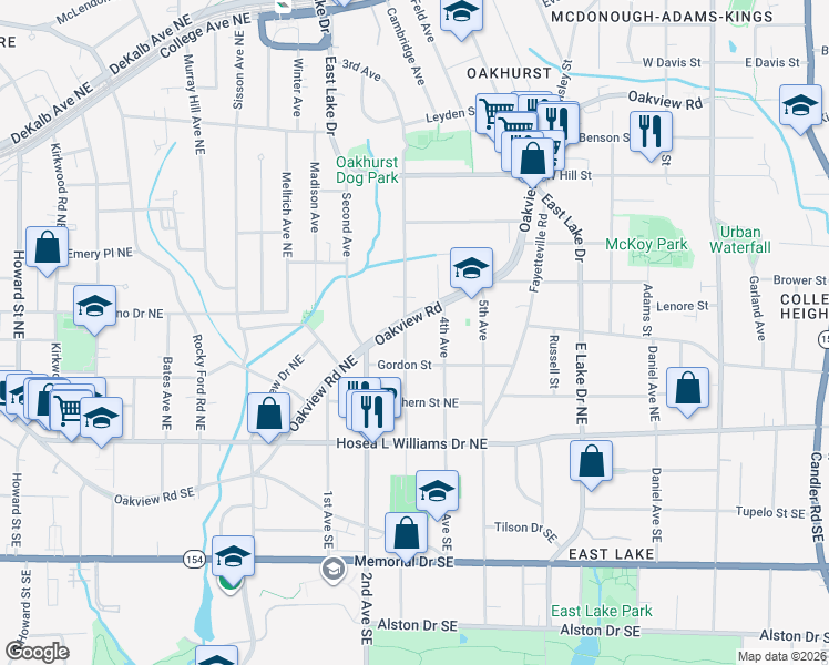 map of restaurants, bars, coffee shops, grocery stores, and more near 207 4th Avenue in Decatur