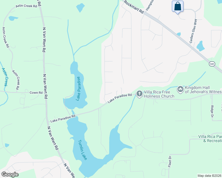 map of restaurants, bars, coffee shops, grocery stores, and more near 28 Wood Chase Court in Villa Rica