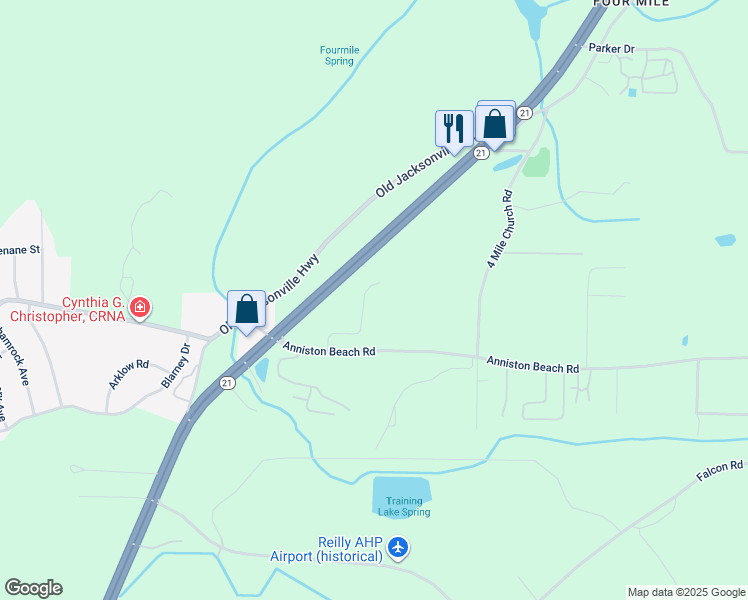map of restaurants, bars, coffee shops, grocery stores, and more near 194 Tiffany Trce in Anniston