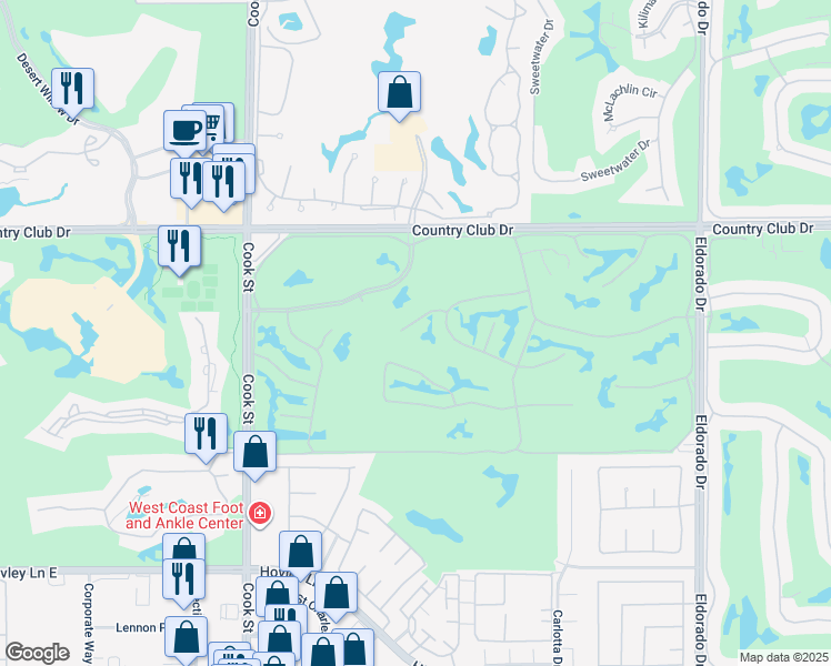 map of restaurants, bars, coffee shops, grocery stores, and more near 183 Ranch View Circle in Palm Desert