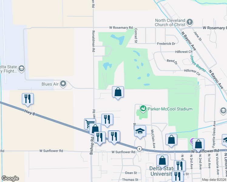 map of restaurants, bars, coffee shops, grocery stores, and more near 226 Westwood Drive in Cleveland