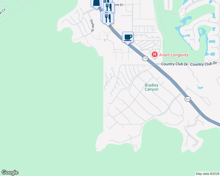 map of restaurants, bars, coffee shops, grocery stores, and more near 40300 Paseo Arbol in Rancho Mirage