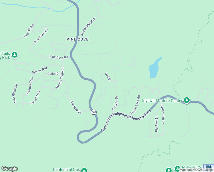 map of restaurants, bars, coffee shops, grocery stores, and more near 25284 Lakeview Drive in Idyllwild-Pine Cove