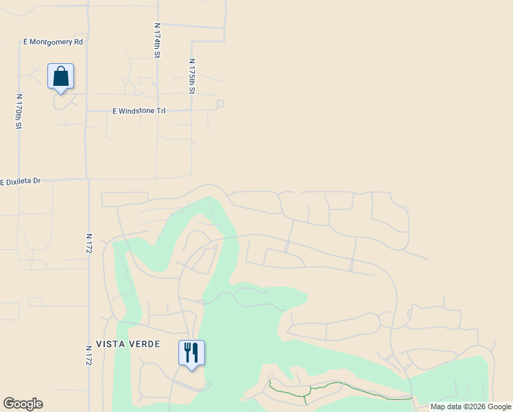 map of restaurants, bars, coffee shops, grocery stores, and more near 17710 East Fort Verde Road in Rio Verde