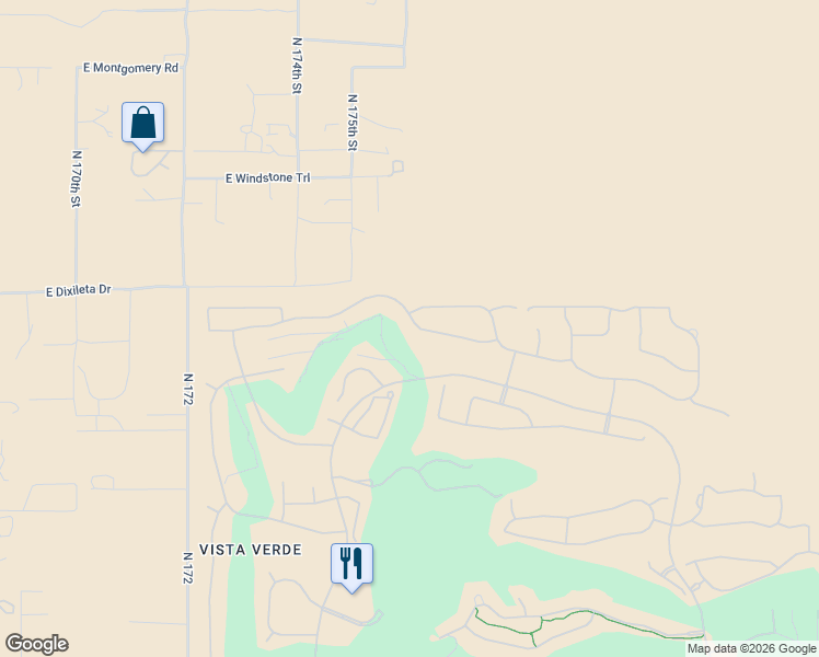 map of restaurants, bars, coffee shops, grocery stores, and more near 17629 East Fort Verde Road in Rio Verde