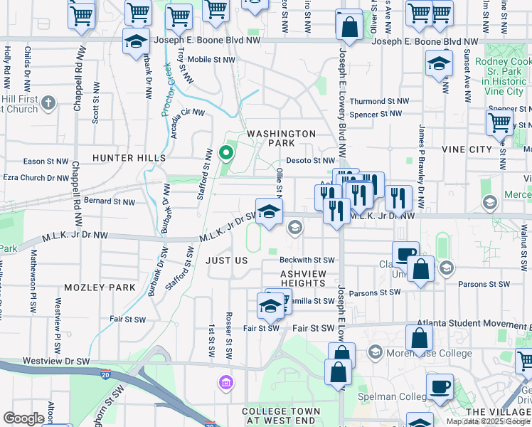 map of restaurants, bars, coffee shops, grocery stores, and more near in Atlanta