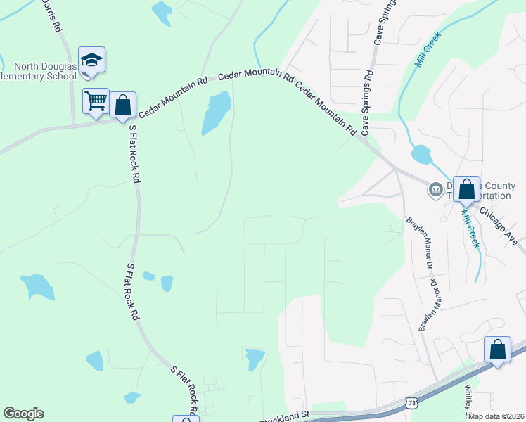 map of restaurants, bars, coffee shops, grocery stores, and more near 7290 Emma Court in Douglasville