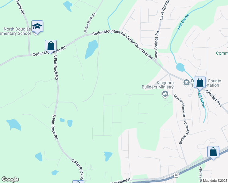 map of restaurants, bars, coffee shops, grocery stores, and more near 7290 Emma Court in Douglasville