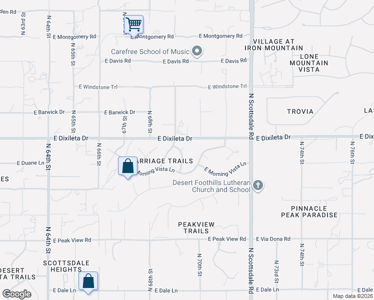 map of restaurants, bars, coffee shops, grocery stores, and more near 29645 North 69th Place in Scottsdale