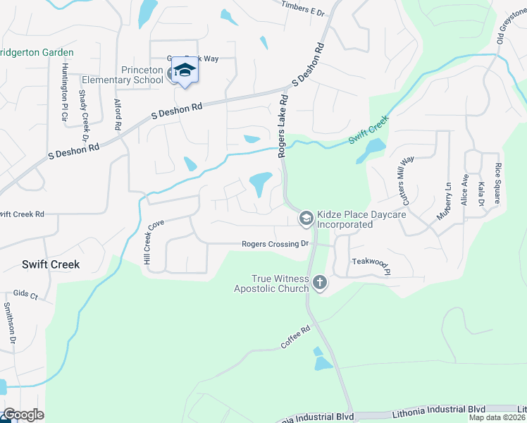 map of restaurants, bars, coffee shops, grocery stores, and more near 1348 Rogers Trace in Lithonia