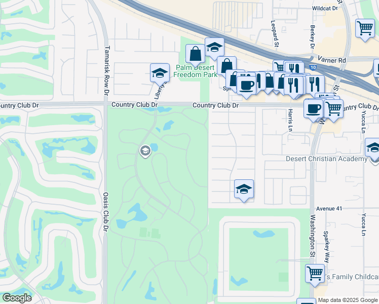 map of restaurants, bars, coffee shops, grocery stores, and more near 40443 Bay Hill Way in Palm Desert