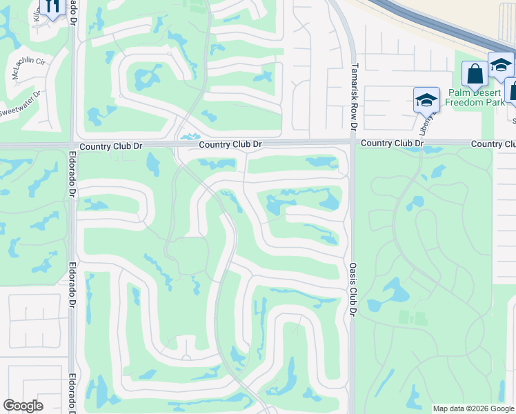 map of restaurants, bars, coffee shops, grocery stores, and more near 240 Desert Holly Drive in Palm Desert