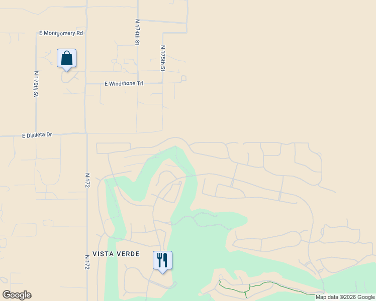 map of restaurants, bars, coffee shops, grocery stores, and more near 17629 East Fort Verde Road in Rio Verde