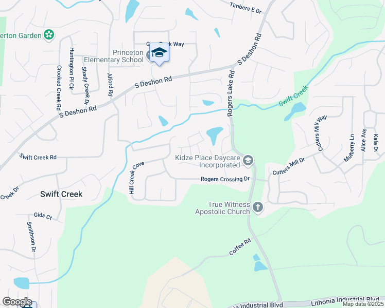 map of restaurants, bars, coffee shops, grocery stores, and more near 6905 Rogers Point in Lithonia