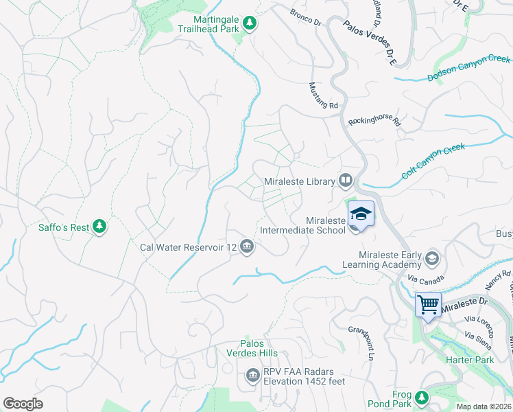 map of restaurants, bars, coffee shops, grocery stores, and more near 2 Chuckwagon Road in Rolling Hills