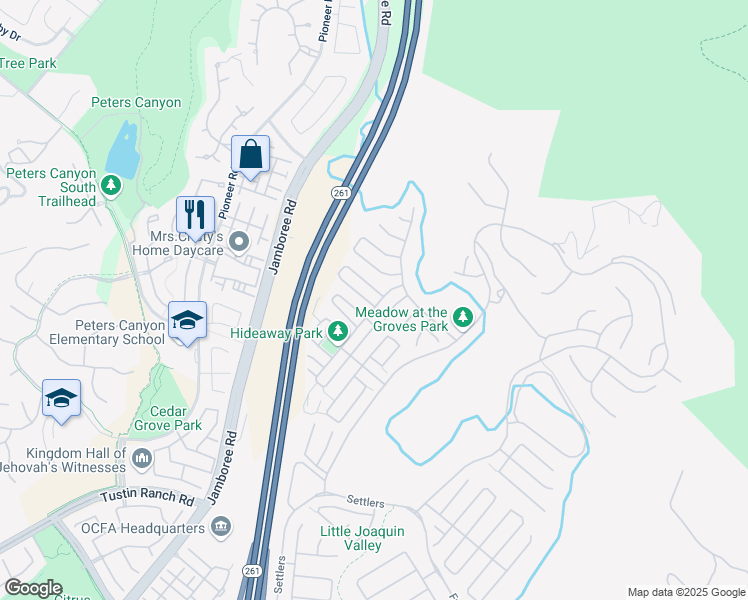 map of restaurants, bars, coffee shops, grocery stores, and more near 67 Tundra in Irvine