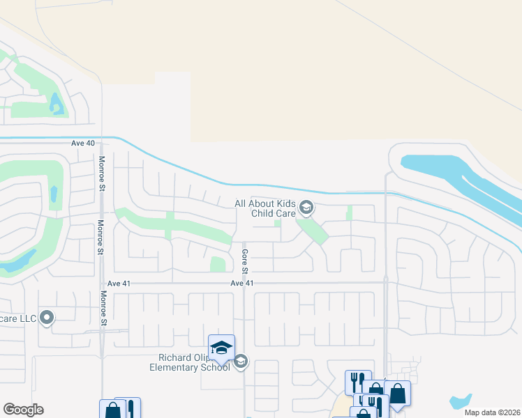 map of restaurants, bars, coffee shops, grocery stores, and more near 82555 Grass Flat Lane in Indio