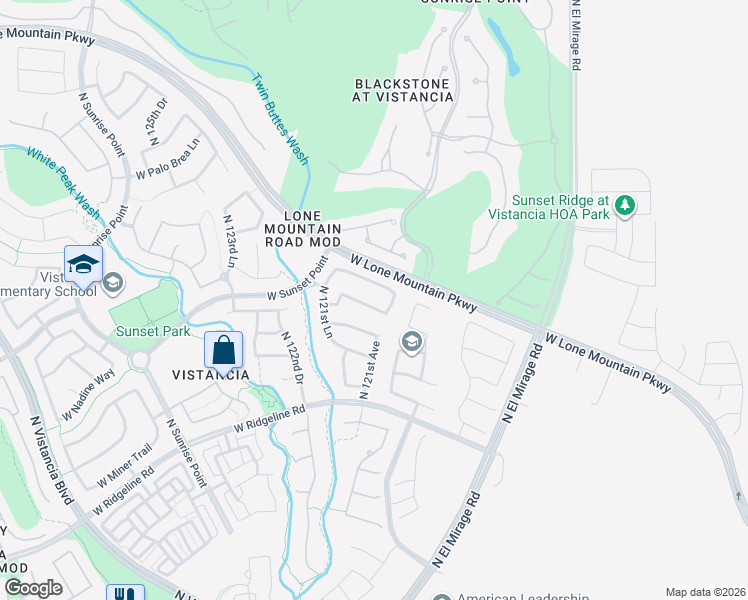 map of restaurants, bars, coffee shops, grocery stores, and more near 12088 West Eagle Ridge Lane in Peoria