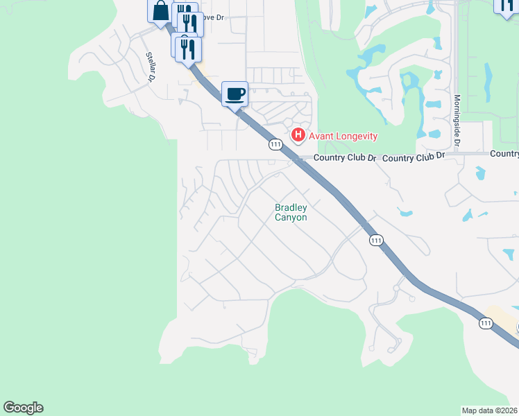 map of restaurants, bars, coffee shops, grocery stores, and more near 70330 Pecos Road in Rancho Mirage