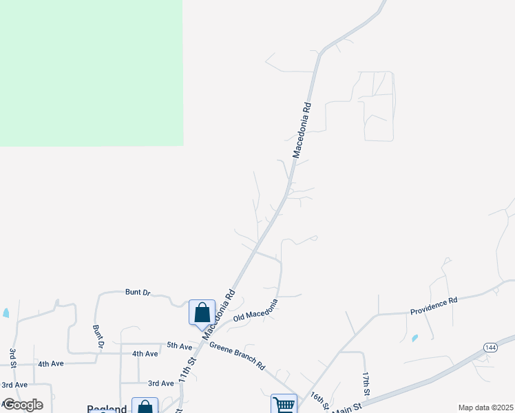 map of restaurants, bars, coffee shops, grocery stores, and more near Hill Drive in Ragland