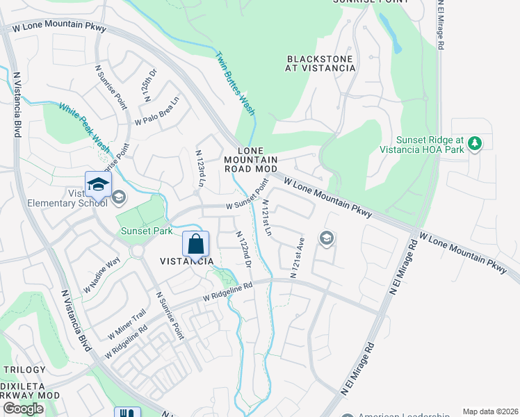 map of restaurants, bars, coffee shops, grocery stores, and more near 30028 North 121st Lane in Peoria