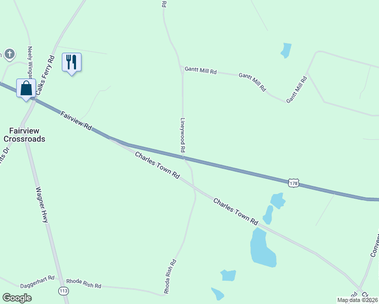 map of restaurants, bars, coffee shops, grocery stores, and more near 2666 Fairview Road in Lexington County
