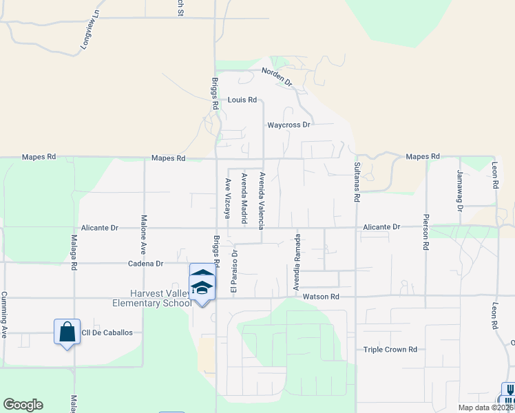 map of restaurants, bars, coffee shops, grocery stores, and more near 25177 Avenida Valencia in Homeland