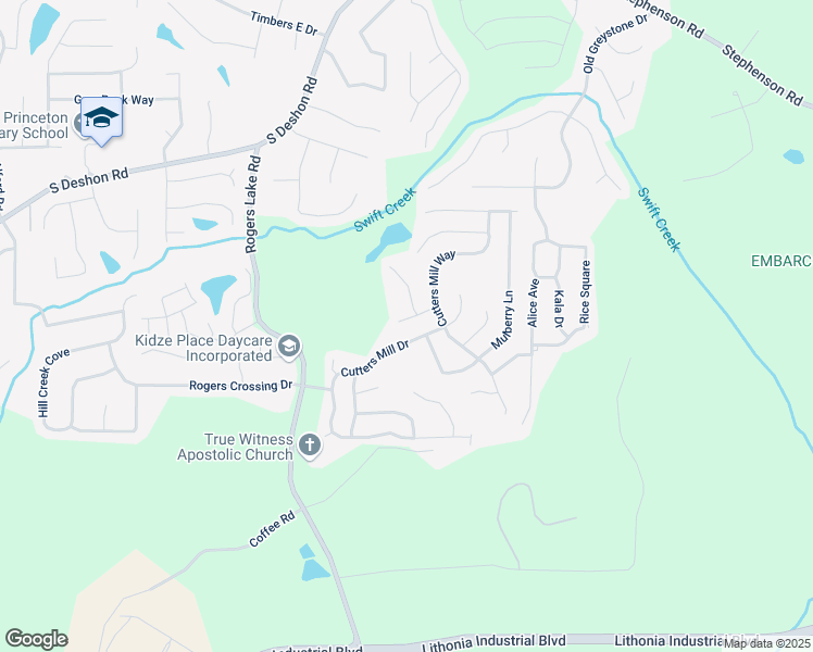 map of restaurants, bars, coffee shops, grocery stores, and more near 7169 Sweet Gum Court in Lithonia