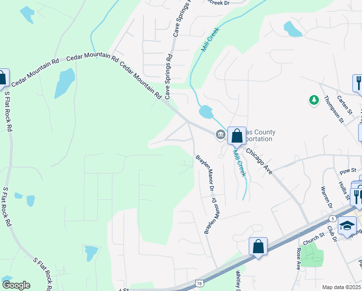 map of restaurants, bars, coffee shops, grocery stores, and more near 7268 Westwood Lane in Douglasville