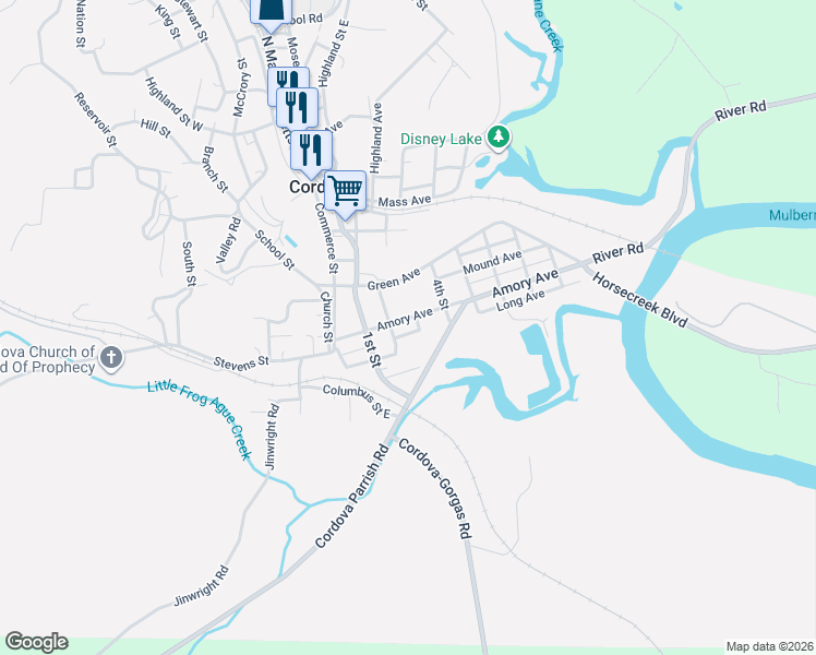 map of restaurants, bars, coffee shops, grocery stores, and more near 234 Amory Avenue in Cordova