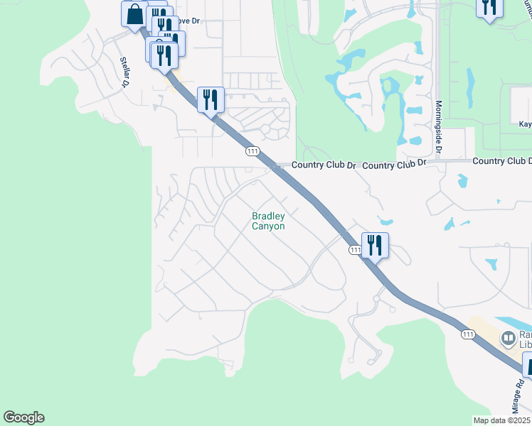 map of restaurants, bars, coffee shops, grocery stores, and more near 40286 Tonopah Road in Rancho Mirage
