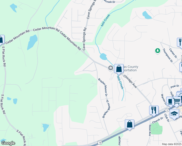 map of restaurants, bars, coffee shops, grocery stores, and more near 7268 Westwood Lane in Douglasville
