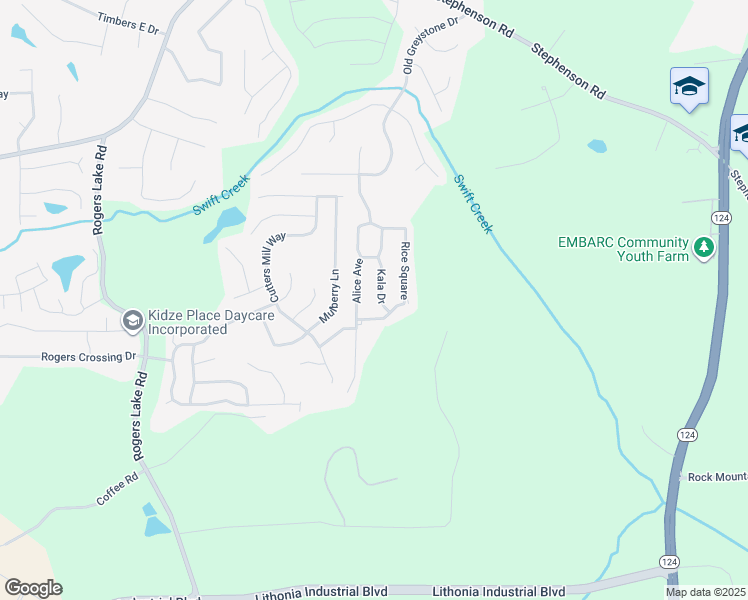 map of restaurants, bars, coffee shops, grocery stores, and more near 1378 Kala Drive in Lithonia