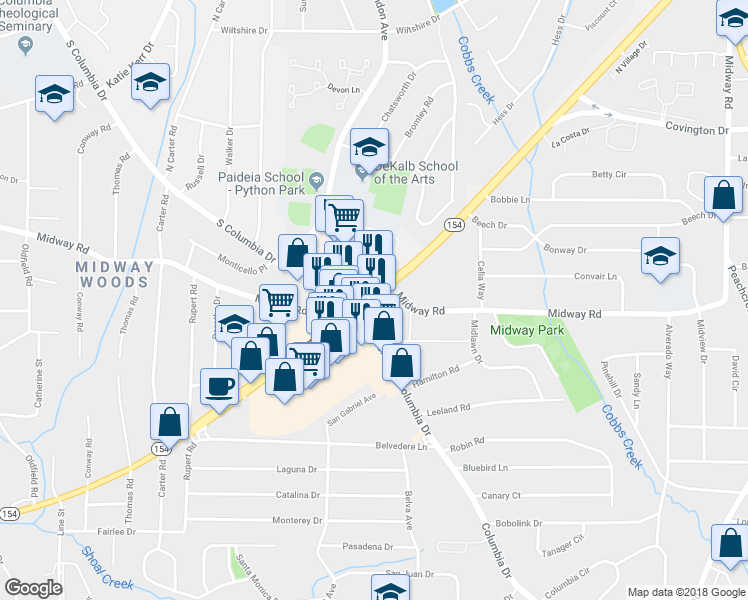 map of restaurants, bars, coffee shops, grocery stores, and more near 3579 Memorial Dr in Decatur