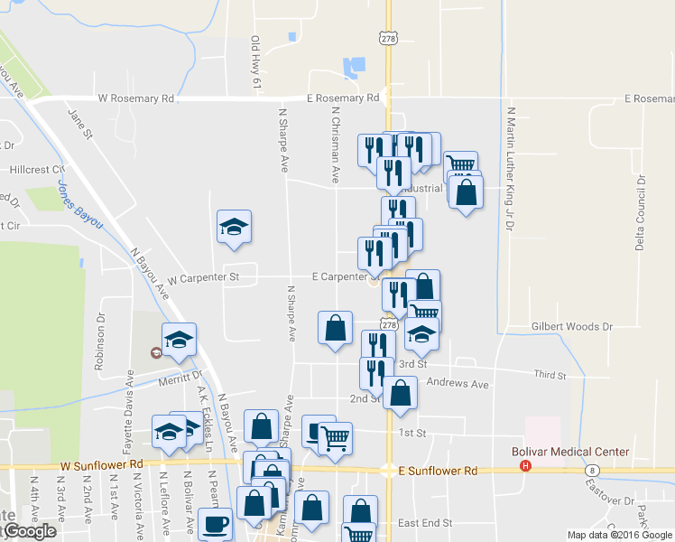 map of restaurants, bars, coffee shops, grocery stores, and more near 712 North Chrisman Avenue in Cleveland